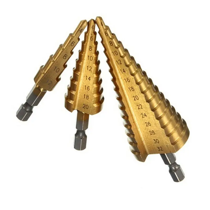 4-32 Mm HSS Titanium Coated Step Drill Bit Drilling Power Tools For Metal High Speed Steel Wood Hol