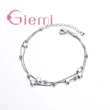 Милые очаровательные браслеты с 925 пробы серебряными звездами элегантные двухслойные браслеты с бусинами и цепочкой для женщин модные ювелирные изделия