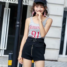 Европейский Стиль пикантные черный, белый цвет деним Соблазнительные шорты Для женщин высокая талия джинсовые шорты летние популярные женские пояса Джинсовые шорты S-XL