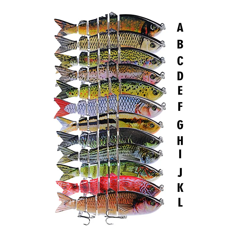 

12cm/18.5g Multi-section Artificial Fishing Lures Baits Muskie Pike Culter Hard Lure Swim Bait Fishing Tackle 2 6# Treble Hooks