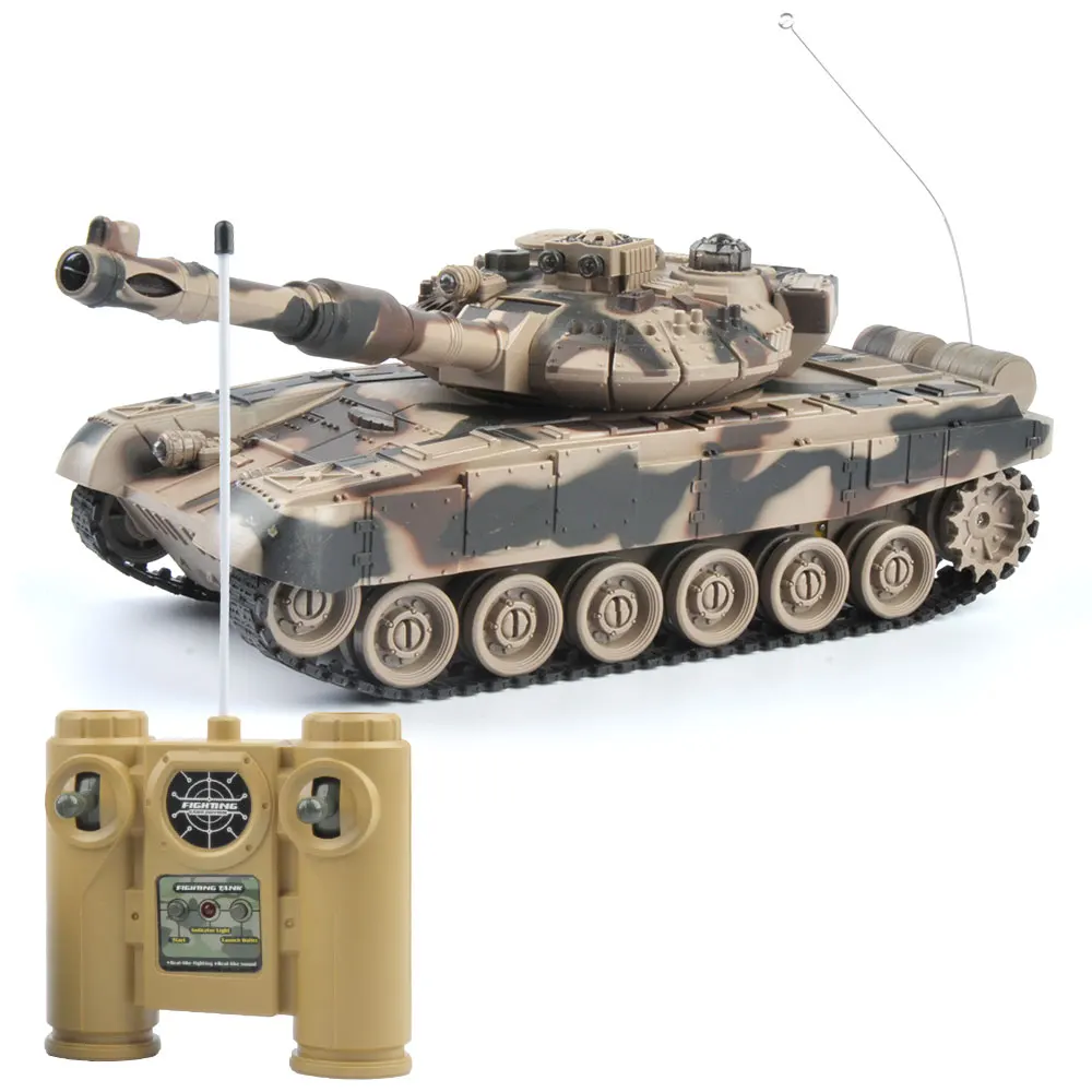 ET 99802 RC Tank 1/20 9CH 27Mhz Infrared RC Battle Tiger T90 Tank Cannon & Emmagee Remote Control Tank Fort Rotate Fighting Tank