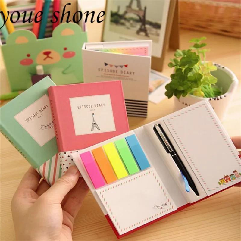 

1pcs New Creative Cute Hard Shell Notepad Memo Pads Multifunctional Combination Sticky Notes Notebook Stationery Office Supplies