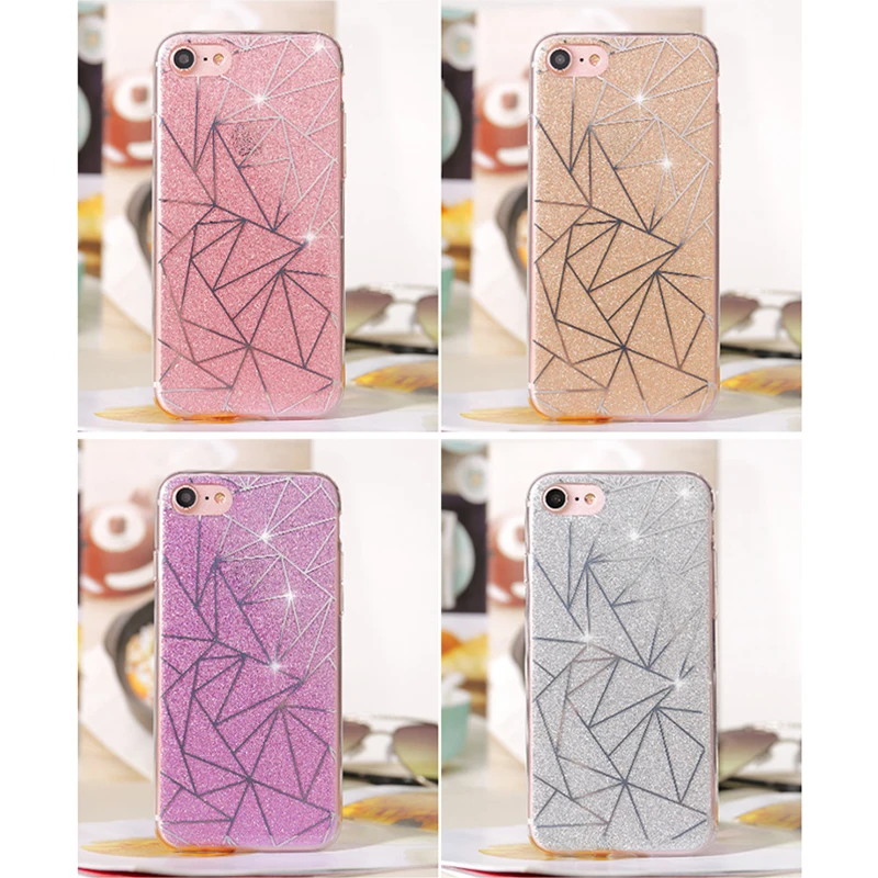 

GerTong Phone Case For iPhone X 10 8 7 6 6s Plus Luxury Cover Glitter Shine Soft TPU Silicone Bling Cover Coque For iPhone X 7 8
