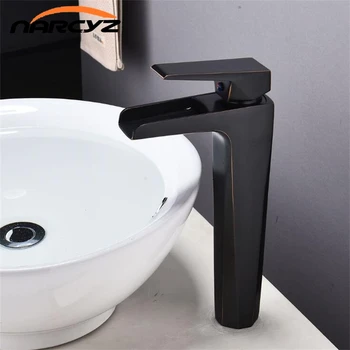

New Waterfall brass Chrome/Black basin wash faucet Hot and Cold cabinet faucet bathroom European black paint faucet B572