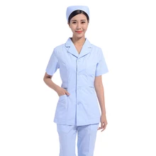 Рубашка доктора медсестры Женская больница красота аптека комбинезоны лето тонкий сплошной цвет пальто