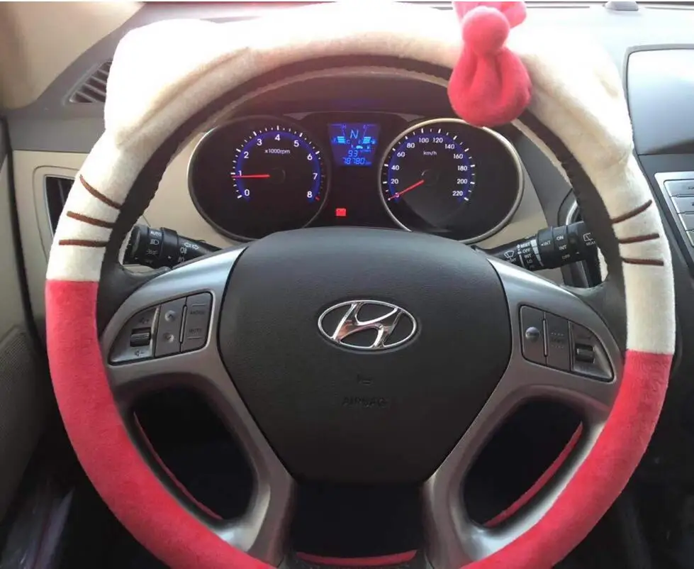 

1pc 38cm cartoon penguin totoro panda melody vehicle-mounted plush steering wheel cover girl lady stuffed toy gift