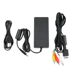 Путешествия Портативный адаптер переменного тока Зарядное устройство Мощность шнур питания с аудио видео кабель AV для sony PS2 видеоигры