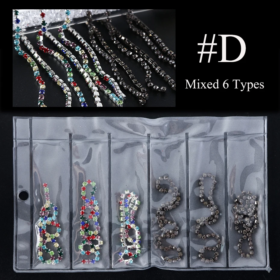 1pack Mixed Japanese Metal Chain Single Claw Nail Art Rhinetone DIY Charms Making Finding Jewelry Nail Decoration Manicure LE799