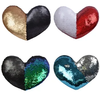 

New Heart Shape Mermaid Pillow Case Cover Sequins Color Changing Cushion Cover Decorative Pillows Pillowcase For Sofa Home Decor