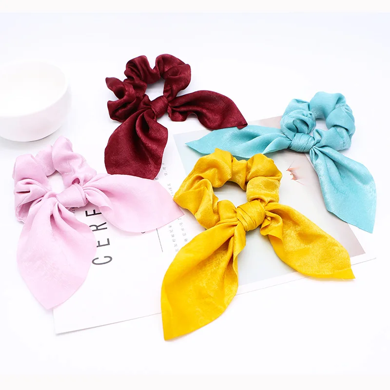 

Rabbit Ear Scrunchie Elastic Ponytail Holder For Women Bows Rubber Band Girls Fashion Hair Tie Hair Accessoires