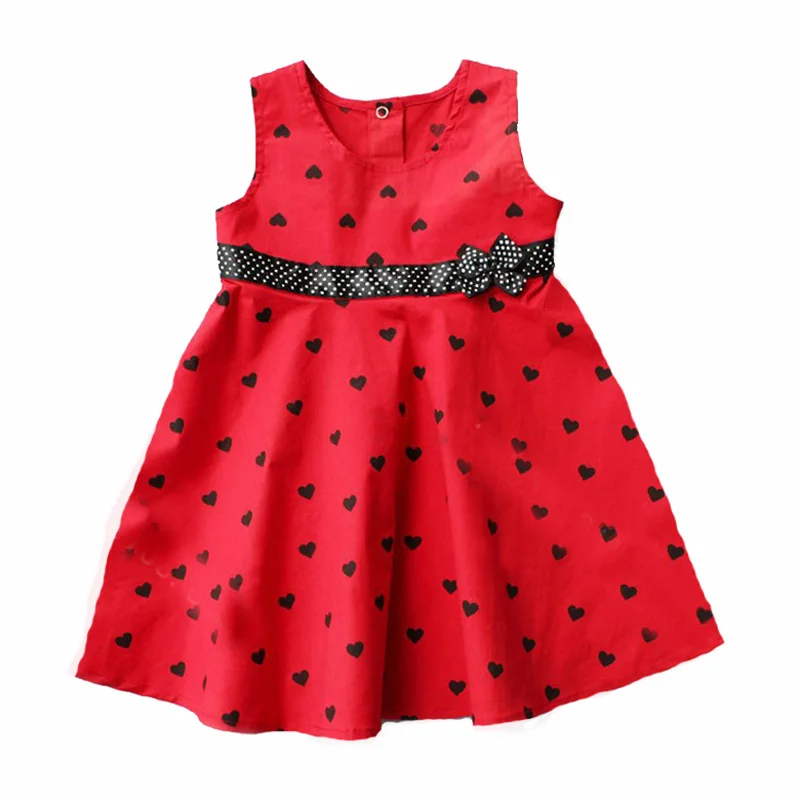 Little girl dress fashion summer 2017 kids clothes brand red Polka Dot