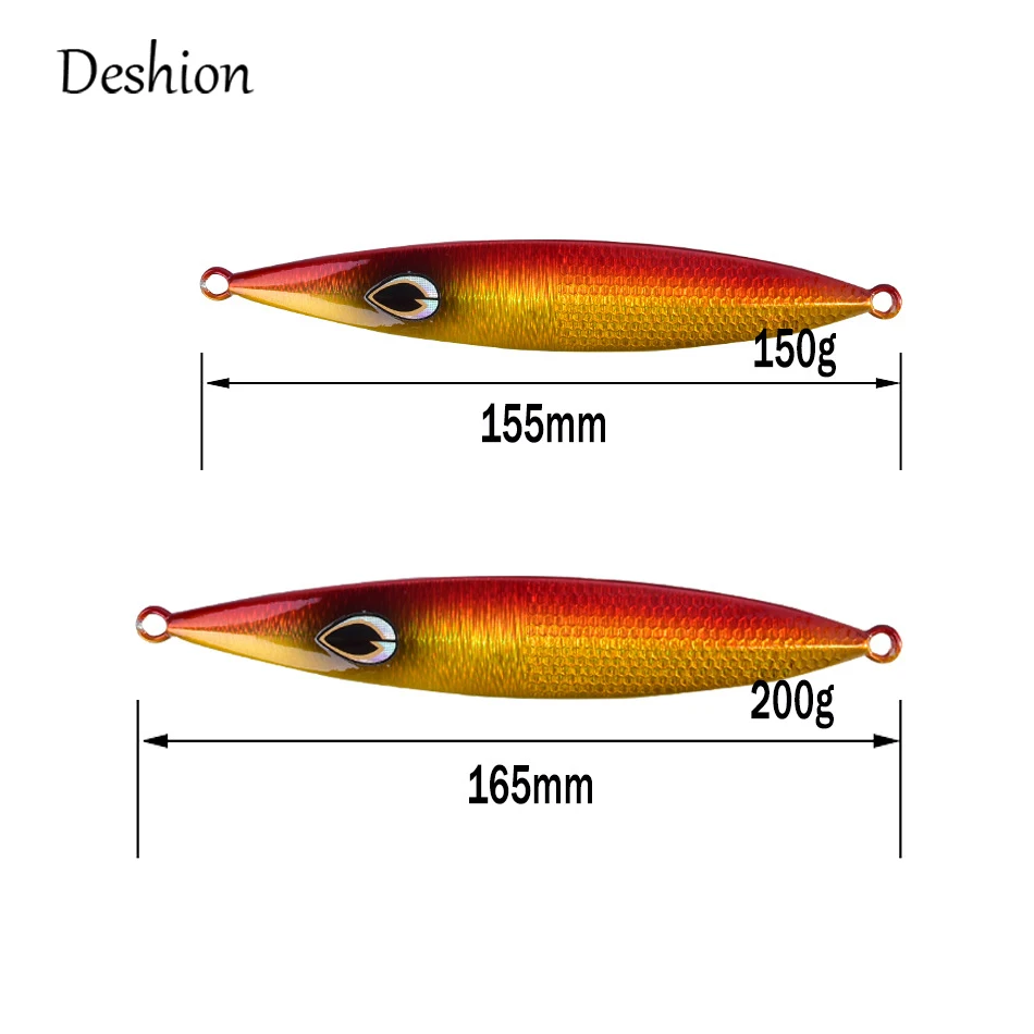 Deshion, 1 шт., глубоководные металлические рыболовные Джиги, 150 г, 200 г, металлическая рыболовная приманка для ловли на крючок, свинцовая Рыбная ложка, вертикальная приманка для ловли на крючок