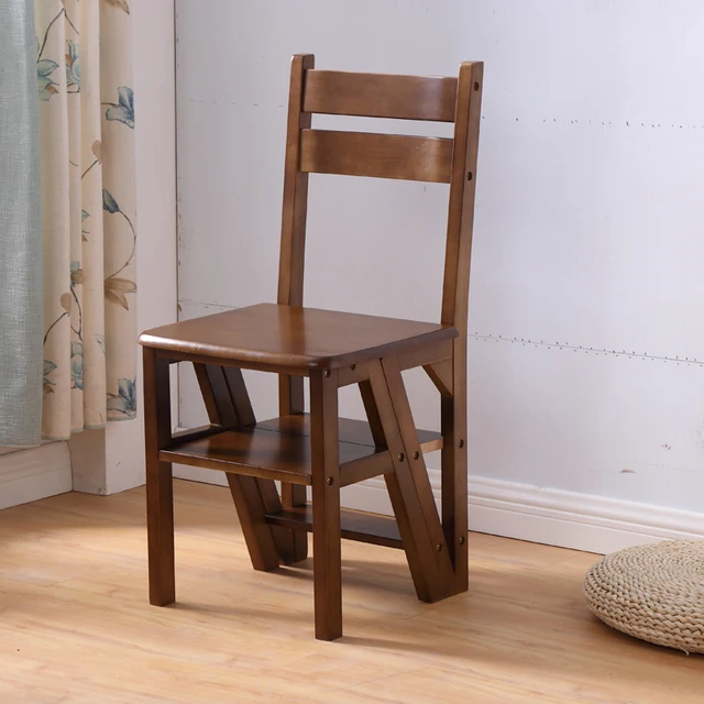 Wooden Folding Library Ladder Chair Kitchen Furniture Step Wooden Folding Library Ladder Chair Kitchen Furniture Step School Convertible Stool Natural Honey Brown