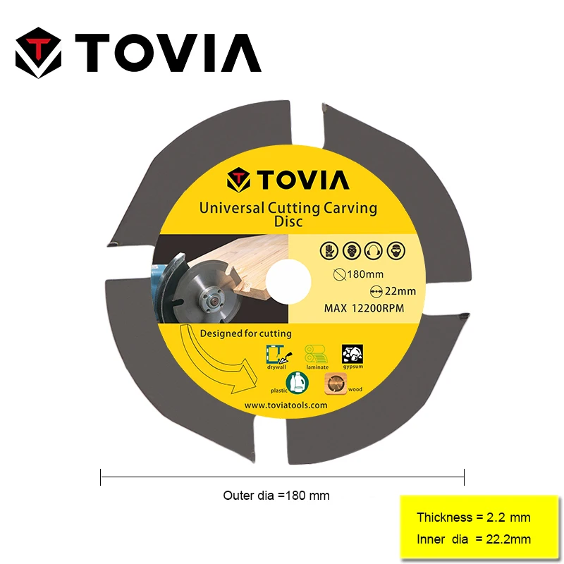 TOVIA 180mm Универсальный Пильный Диск по Дереву для УШМ 7inch 22.22mm по Газобетону Гипсокартону Пластику лезвия лезвие алмазный диск пилы для распиловки древесины реноватор блейд пильный по дереву диски болгарки