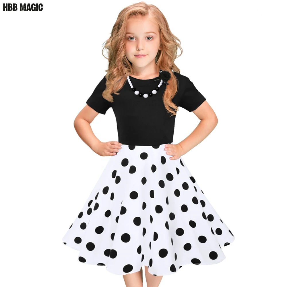 Модное хлопковое платье в европейском и американском стиле для девочек летнее праздничное платье принцессы для девочек плиссированные детские платья в горошек для девочек, От 5 до 12 лет