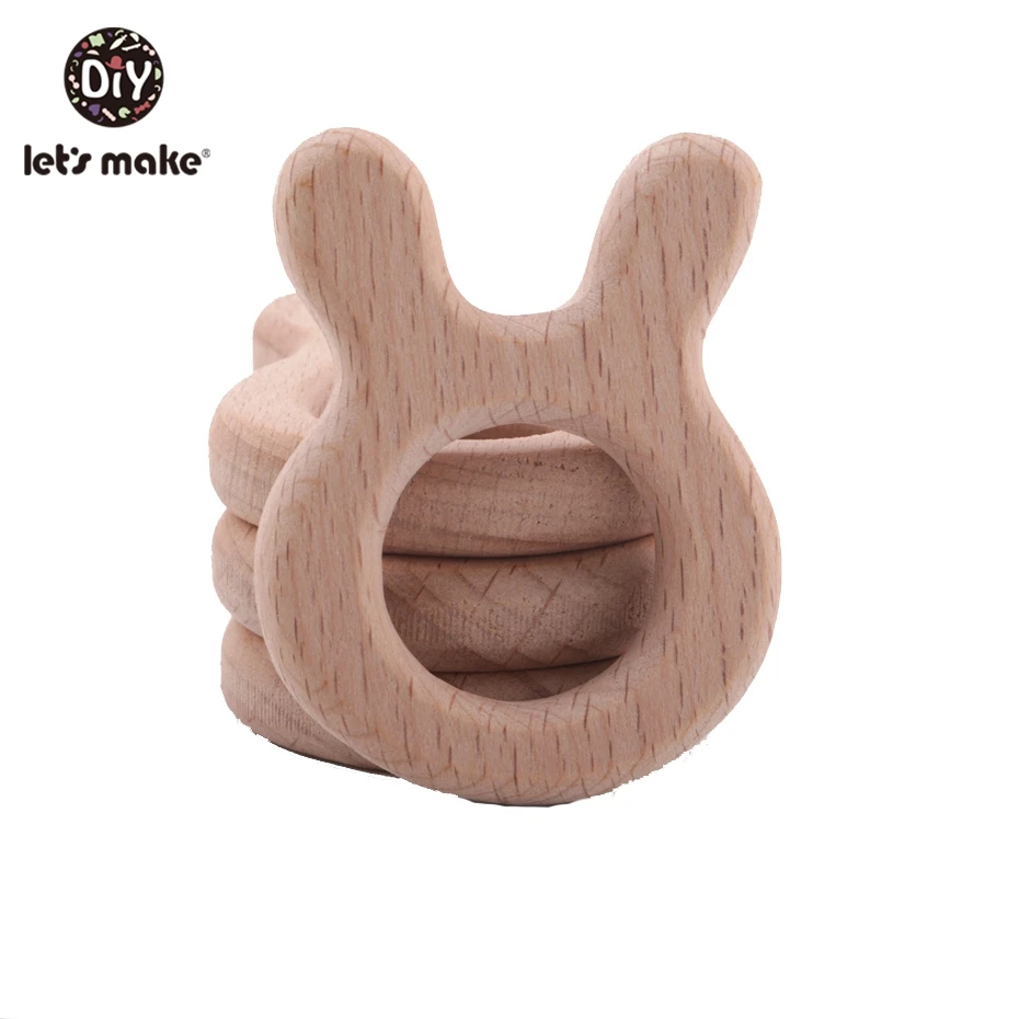 Let's Make Teething Ring Personal Toy 20pc Bunny Rabbit Baby Teether Waldorf Toy Wooden Teether Engraved Eco Friendly Charms