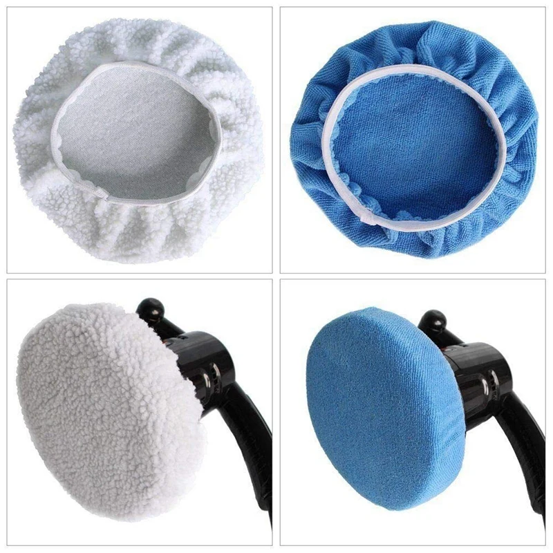 7Pcs Car Polisher Pad Bonnet Polishing Bonnet Polishing Hood Set Buffing Pad Cover For 220Mm-250Mm(9-10 Inch) Car Paint Care W