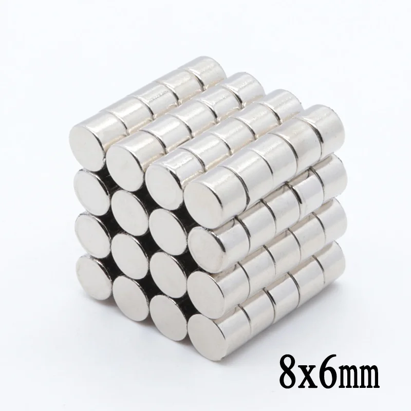 

200pcs 8x6 mm Super Strong Rare Earth Neodymium Magnets N35 8*6 mm Round Permanent Craft Fridge Magnet