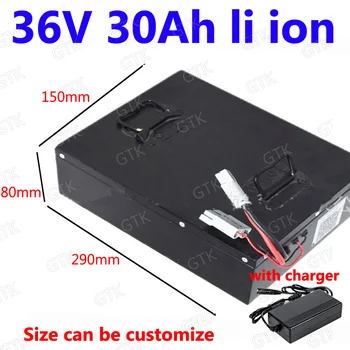 

GTK 36v 30ah li ion battery lithium ion 18650 With BMS for 350w 1000w E-Bike scooter bicycle boat golf cart caravan +5A charger