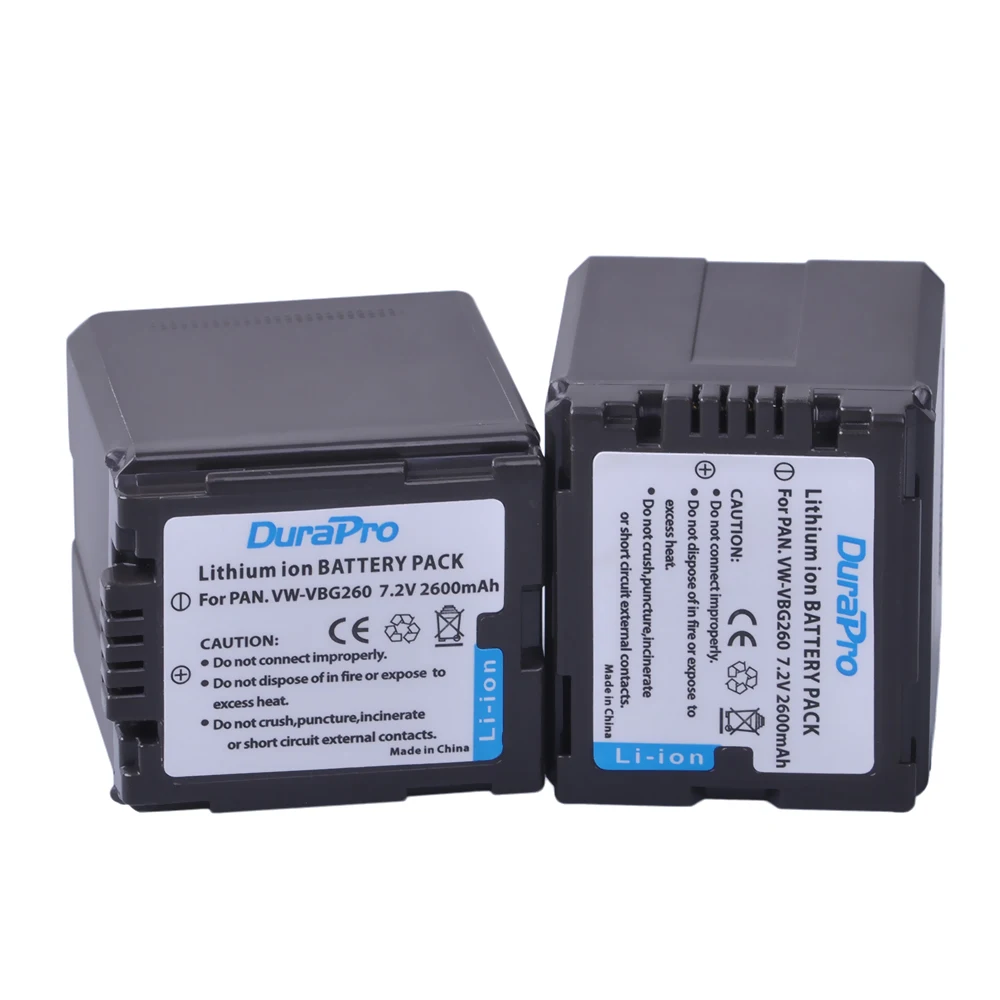 2pcs DuraPro 7 2V 2600mAh VW VBG260 VW VBG260 Battery For Panasonic HDC SD3 HDC SD5
