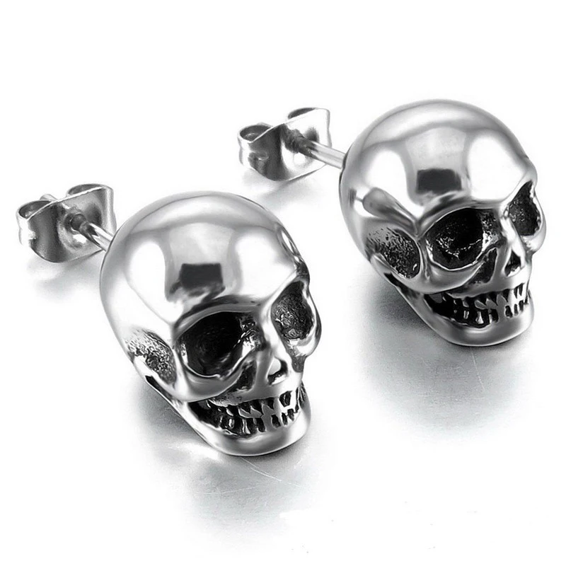 

Vintage Hip Hop Skull Earrings For Men's Jewelry Gothic Punk Rock Style Cool Skull Stud Earring Party Accessories Z4E756