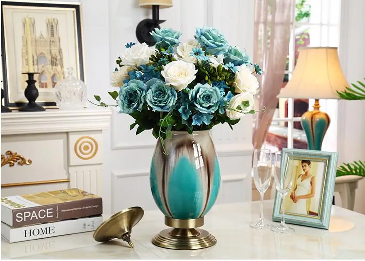 Современная керамическая ваза для офиса, настольный искусственный цветочный горшок, статуэтка для декора дома, украшение для дома, свадебный подарок, украшения