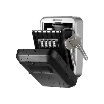 

Key Lock Box Wall Mounted Aluminum Alloy Key Safe Box Weatherproof 4 Digit Combination Key Storage Lock Box Indoor Outdoo