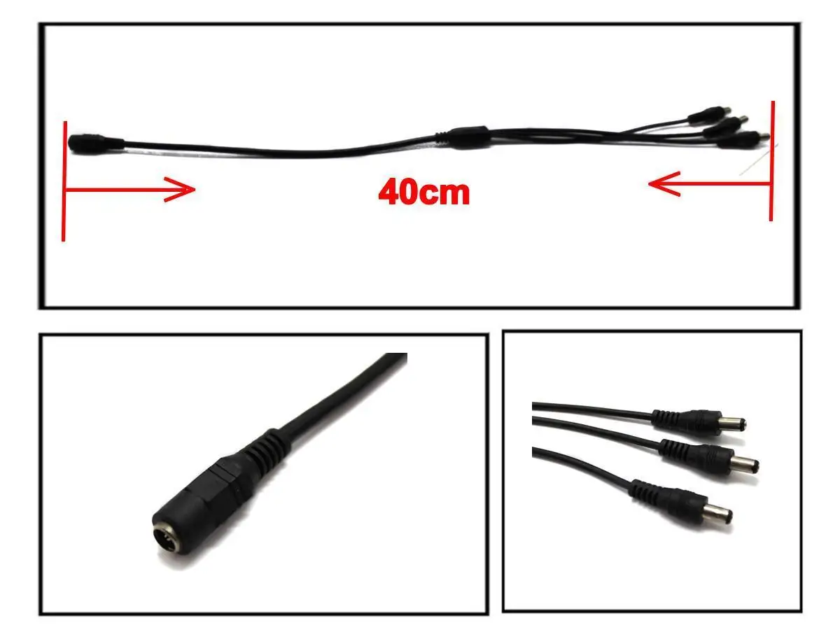 DC Мощность Jack 1 DC Женский до 3 Мужской Splitter Соединительный кабель для видеонаблюдения Камера