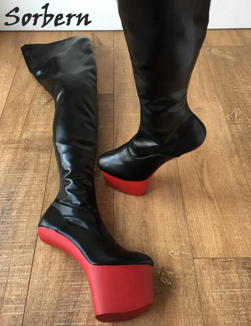 Señora Larga De Mujeres Tacones Rojo Bota Botas Zapatos Muslo La Del Sorbern Alta Tamaño Entrepierna Sin Color Casco Extrema Luz custom Mate Roja Negro Plus Negro Tacón fgdnEq
