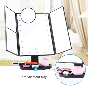 

LED Touch Screen 22 Light Makeup Mirror Table Desktop Makeup 1X/2X/3X/10X Magnifying Mirrors Vanity 3 Folding Adjustable Mirror