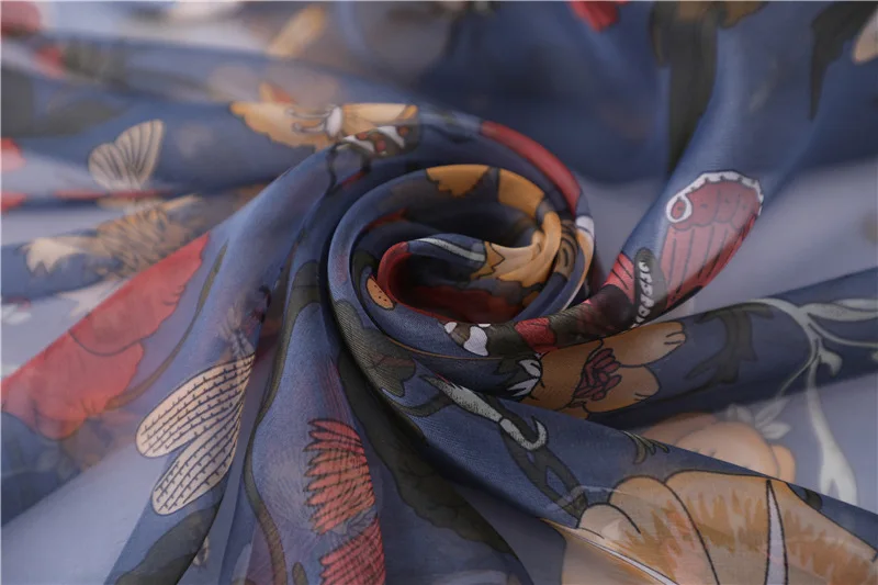 Летний Шелковый шарф для женщин, большой размер, Пашмина, цветочный принт, тонкие мягкие шали и палантины, Пашмина бандана, платок, пляжные палантины