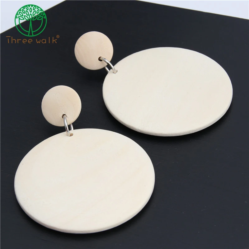 

One Pairs Only Vintage Wood Dangle Earrings Alloy Round Hole Drop Earrings Jewellery Boucles D'oreilles Pour Les Femmes