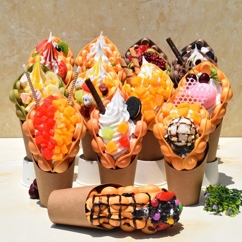 Hongkong Ice Cream Egg Waffle Fake Food Model Simulation Eggettes Bubble Waffles Sample Foods Display Props For Window Display Hongkong Ice Cream Egg Waffle Fake Food Model Simulation Eggettes Bubble Waffles Sample Foods Display Props For Window Display
