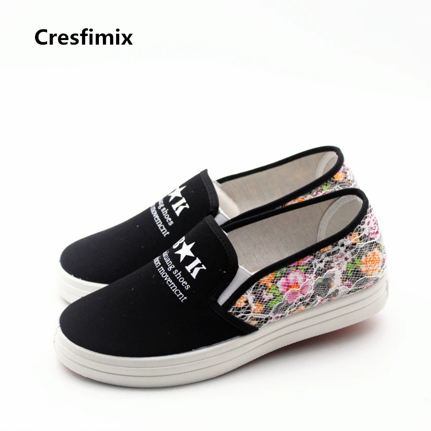 Women Cute High Quality Canvas Flat Platform Shoes Lady Cute Black Comfortable Shoes Cool Street Shoes Femmes Appartements E756