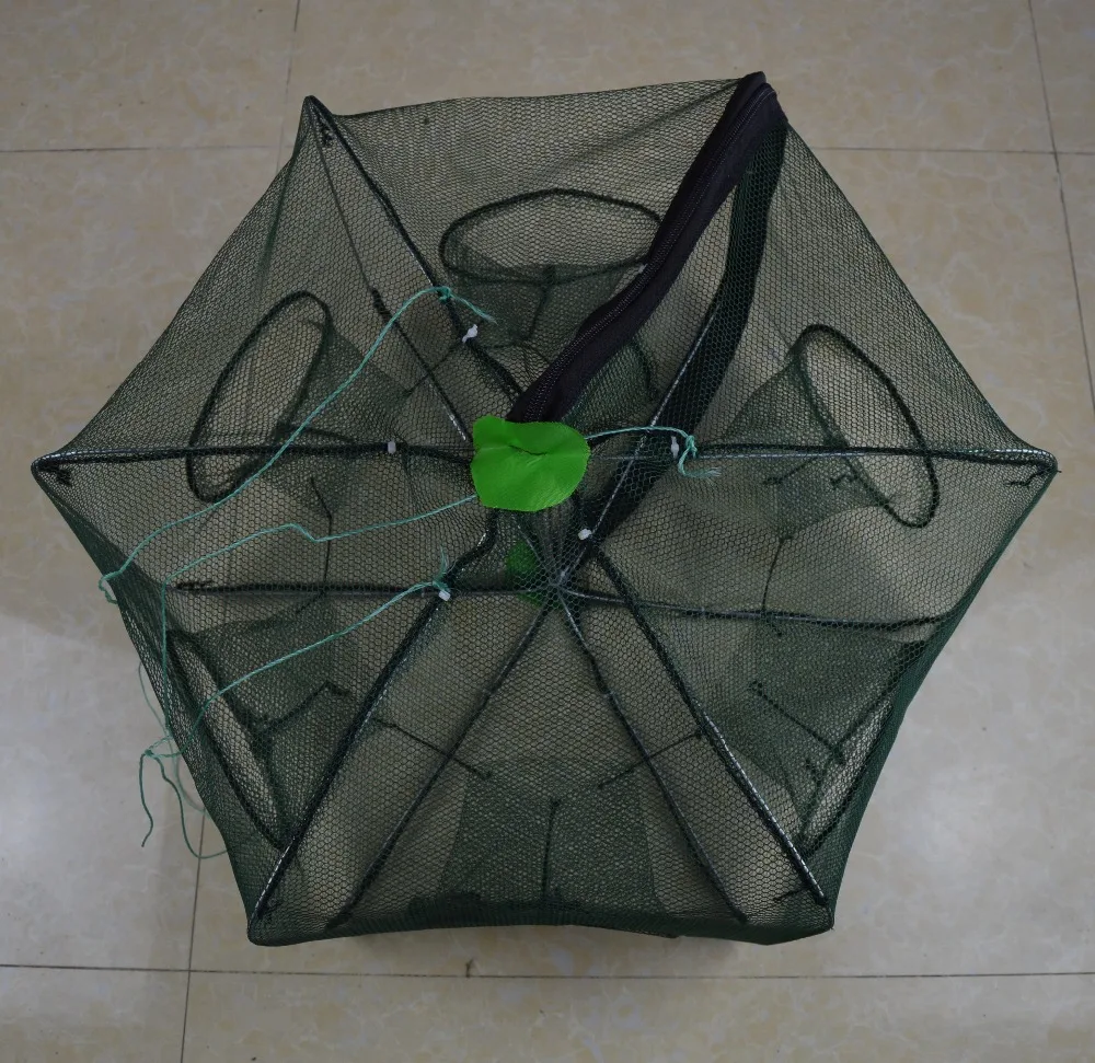 

50 * 25cm Automatic Fishing Net Shrimp Cage Nylon Foldable Crab Fish Trap Cast Net 6 Holes Fishing Network pesca