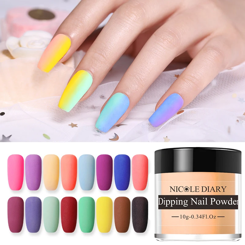 

NICOLE DIARY 10g Gradient French Dipping System Powder Matte Color Without Lamp Cure Rainbow Nail Art Natural Dry Chrome