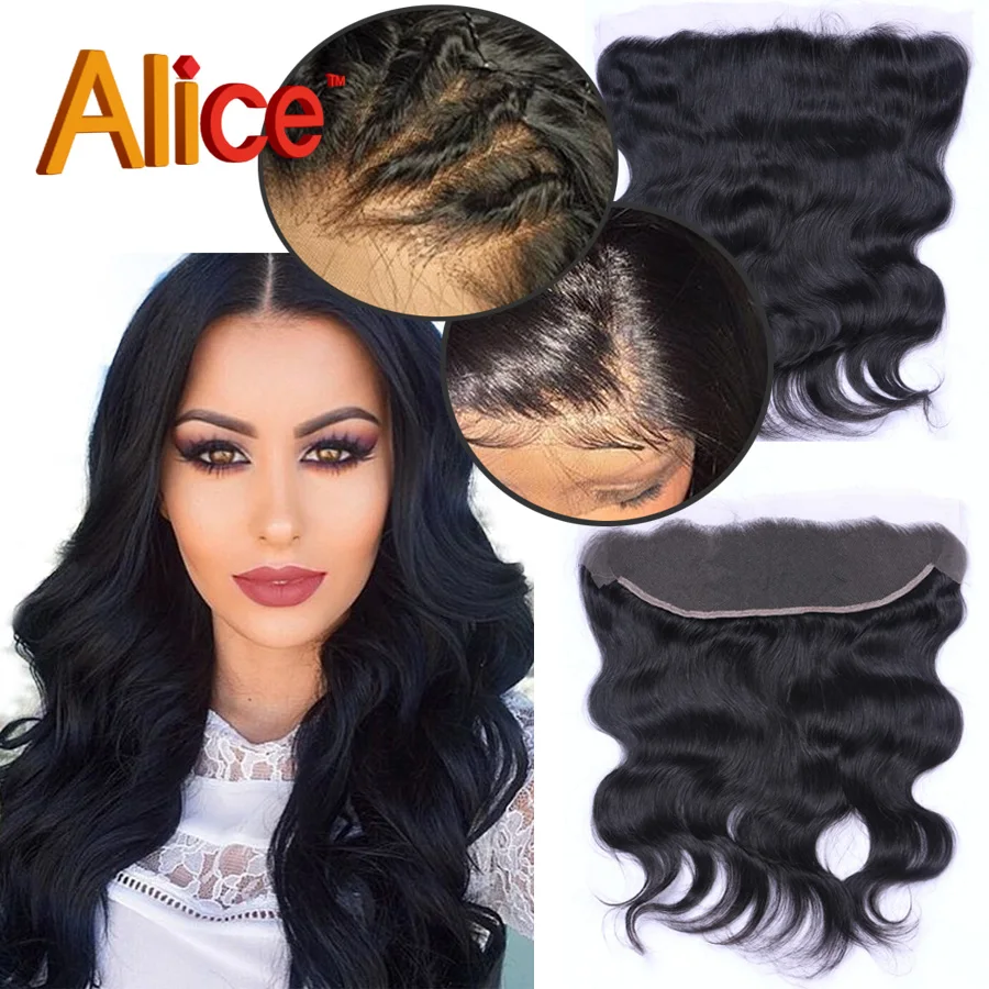 

Alice 100% Human Hair Frontals Malaysian Body Wave Ear To Ear Lace Frontals Closure Bleached Knots Lace Frontals With Baby Hair