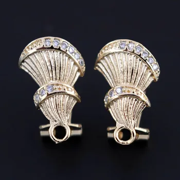 

Cubic Zircon CZ Micro Paved Earrings Post Clip Back with Hanger Connector Brass Metal Findings DIY for African Bridal Weddings