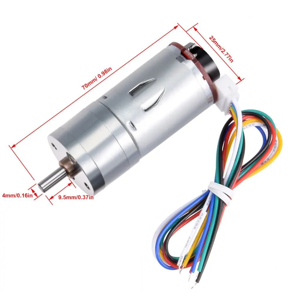 

UXCELL 1Set Hot Sale GM25-370 DC 6V 210RPM D Shape Shaft 6 Wire Gear Motor w Encoder and Wheel