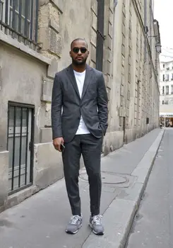 

Latest Coat Pant Designs Grey Linen Casual Daily Custom Notched Lapel Street Style Suit For Men Slim Fit 2 Pieces Masculino C