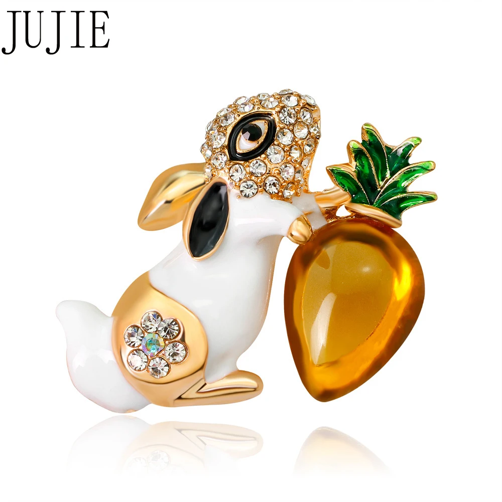 JUJIE модные броши в виде кролика из мультфильма для женщин 2019 джинсовые Стразы с