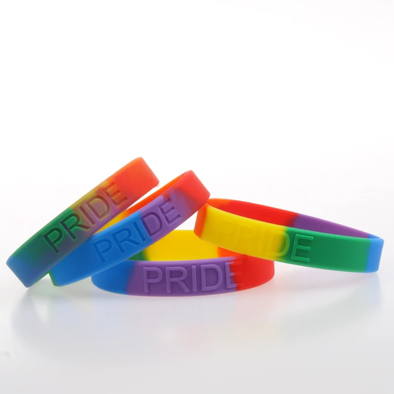 1PC Charms Silicone Bracelets LGBT for Woman and Man Pride Black