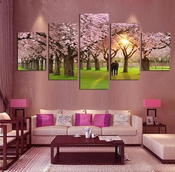 

5pcs/set full Diamond Painting Cross Stitch 5d diamond Embroidery romantic wall art tree picture canvas painting Cherry blossoms