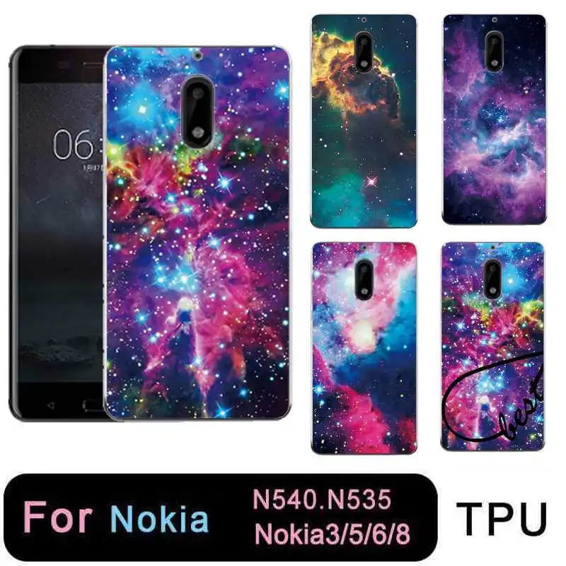 Qmswei Мягкий ТПУ чехол для телефона nokia3 nokia5 nokia6 nokia8 N540 N535 ясно Красочные звездное