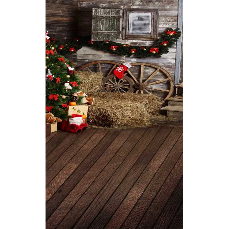 Christmas Garland Barn Decor Photo Studio Props Children Baby Vinyl Photography Background Digital Screen Backdrops