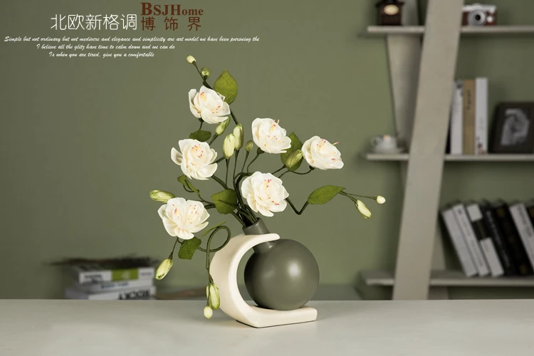 Минималистичная керамическая акриловая креативная простая модная ваза для цветов, домашний декор, украшение для комнаты, бара, свадебные украшения, статуэтка ручной работы