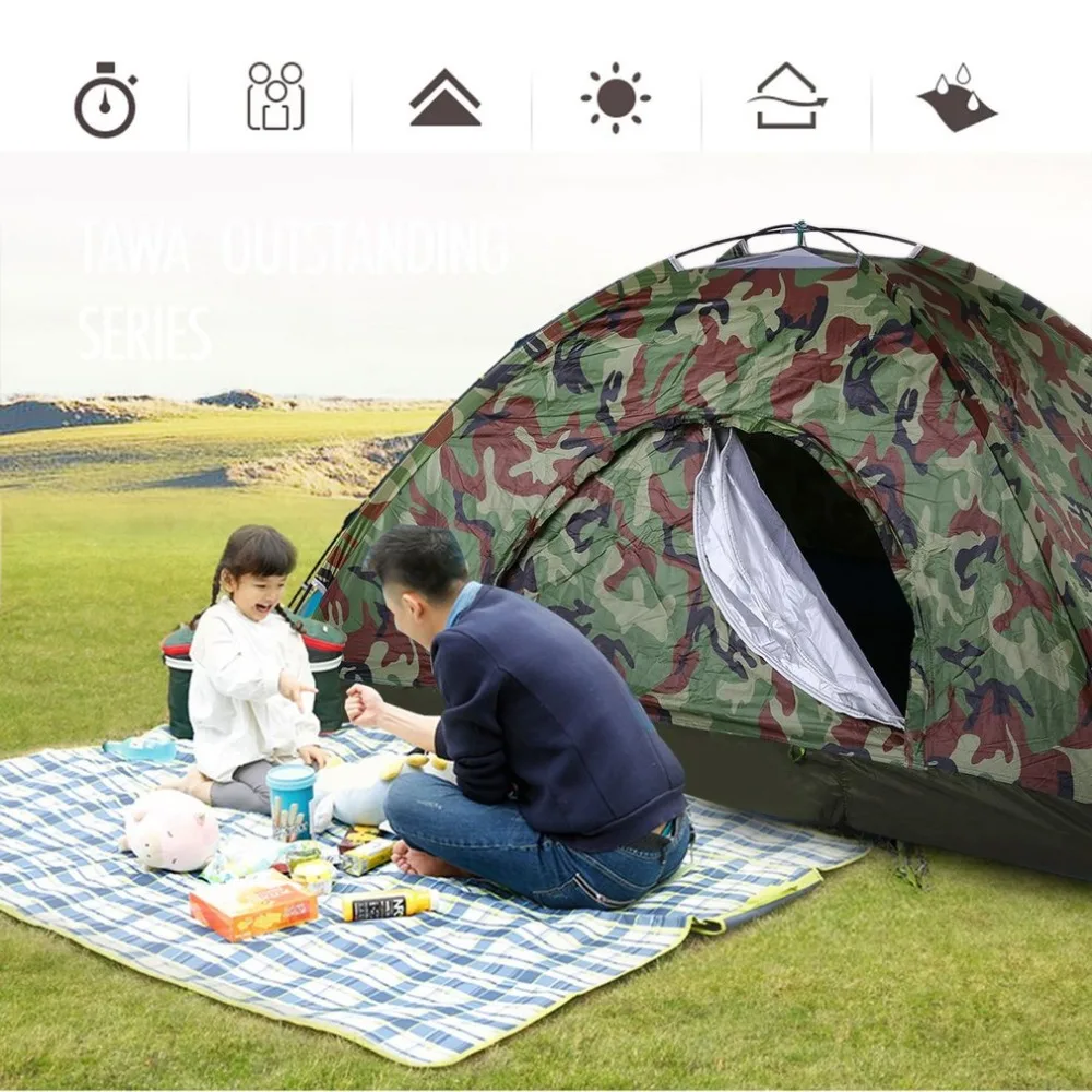 

OUTAD Outdoor Portable Single Layer Camping Tent Wigwam Camouflage 2 Person Waterproof Lightweight Beach Fishing Hunting HotSale