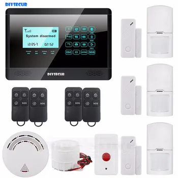 

DIYSECUR 433 GSM MHz SMS Wireless Sensor Home Alarm System LCD Screen Home Intruder Voice 850 / 900 / 1800 / 1900MHz