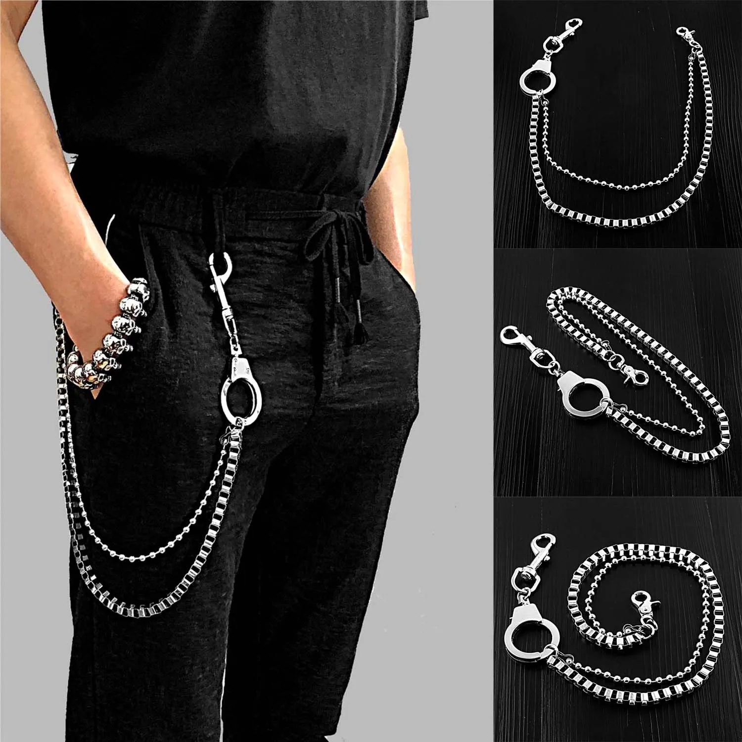 

Long Trousers Hipster Key Chains Punk Street Big Ring Key Chain Metal Wallet Belt Chain Pant Keychain Unisex HipHop Jewelry WZ77