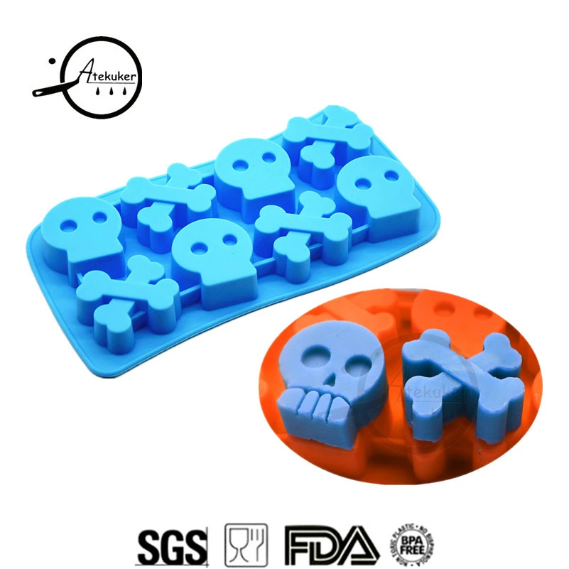

Atekuker DIY Silicone Molds For Ice Skull Shape Cake Tools Silicone Forms Soap Mold Chocolate DIY Pastry Moulds